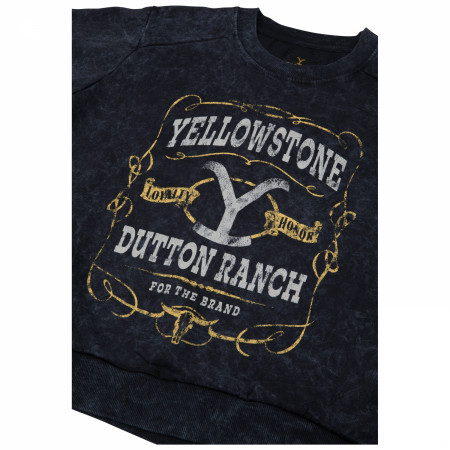 Yellowstone Label Mineral Wash Long Sleeved Crew T-Shirt